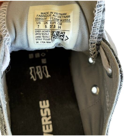 Converse Chuck Taylor All Star Heathered Gray Silver Sneakers Womens Size 7 - Picture 8 of 8